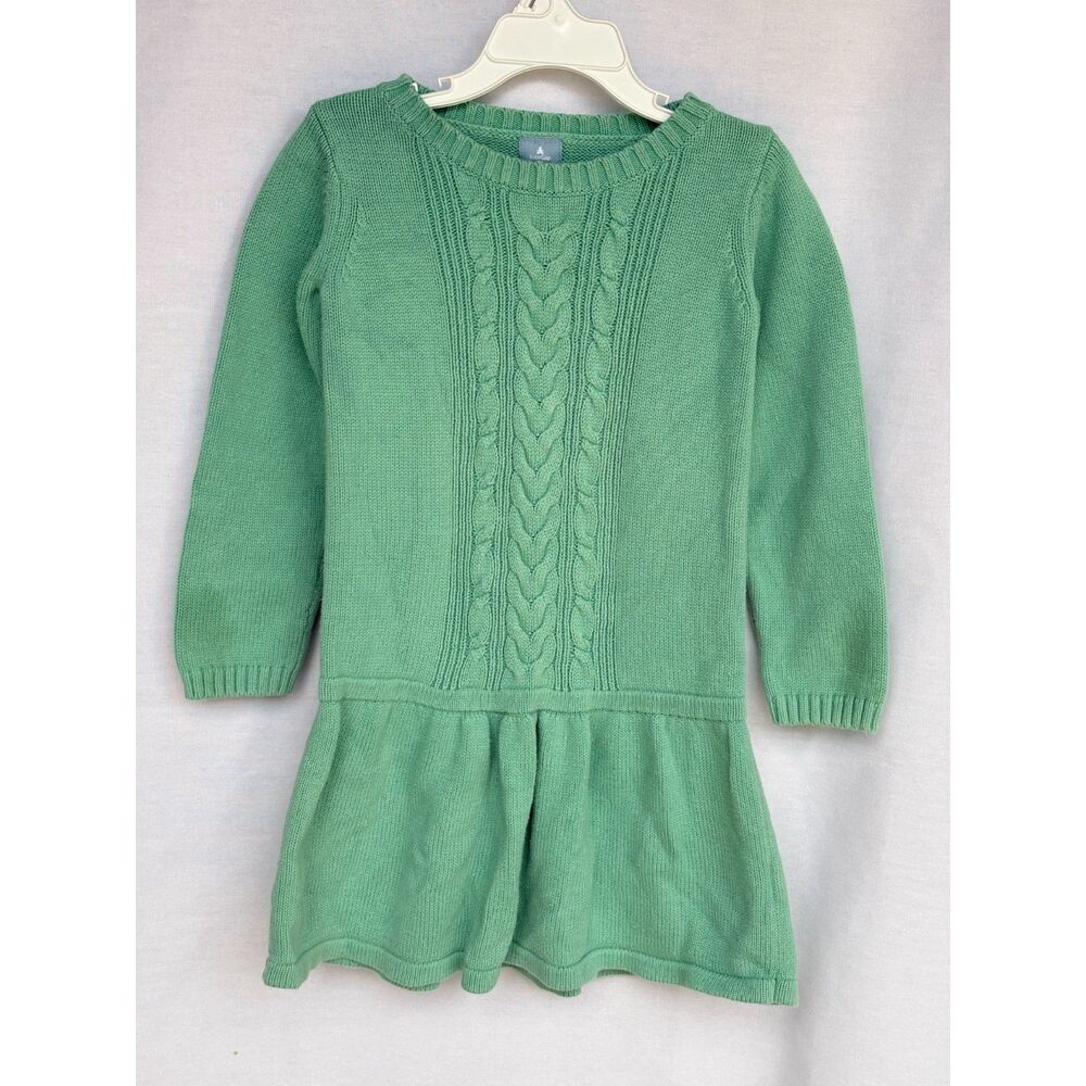 Baby Gap Sage Mint Green Cable Knit Drop Waist Sweater Dress 5T